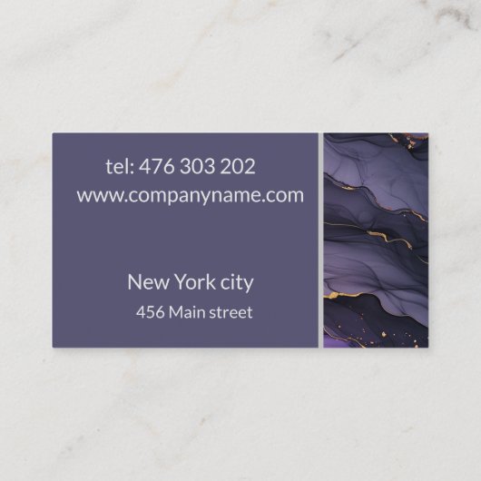 Luxe abstracte moderne achtergrond paarse marmer visitekaartje (Achterkant)