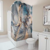 Luxe abstracte schilderkunst in alcoholinkt douchegordijn (In situ)