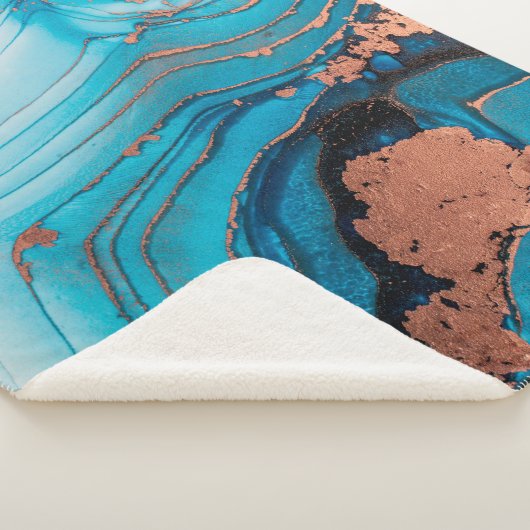 Luxe abstracte schilderkunst in alcoholinkt sherpa deken (3/4)