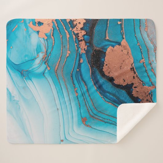 Luxe abstracte schilderkunst in alcoholinkt sherpa deken (Voorkant (horizontaal))