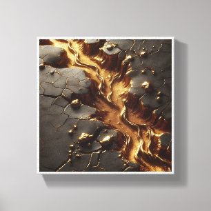 Luxe Abstracte Topografie - Gesmolten Goud Rivier  Canvas Afdruk