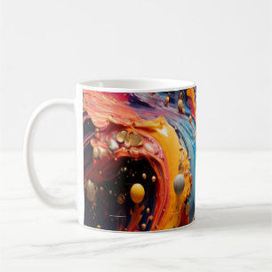 Luxe Abstracte Vloeibare Gouden en Blauwe Marmeren Koffiemok