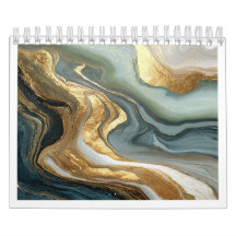 Luxe Abstracte Vloeibare Gouden Kalender 2027