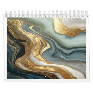 Luxe Abstracte Vloeibare Gouden Kalender 2027