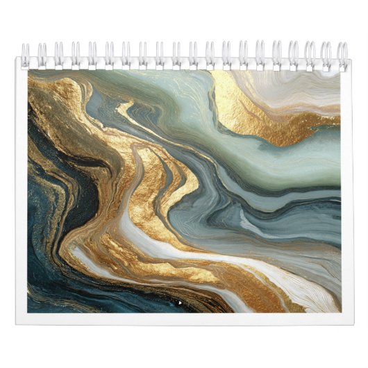 Luxe Abstracte Vloeibare Gouden Kalender 2027 (Hoes)