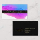 Luxe Abstracte Waterverf Ink Blots Blauw Violet 3 Visitekaartje (Voorkant / Achterkant)