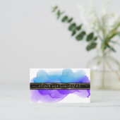 Luxe Abstracte Waterverf Ink Blots Indigo Cobalt Visitekaartje (Staand voorkant)