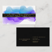 Luxe Abstracte Waterverf Ink Blots Indigo Cobalt Visitekaartje (Voorkant / Achterkant)