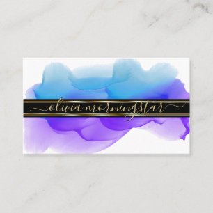Luxe Abstracte Waterverf Ink Blots Indigo Cobalt Visitekaartje