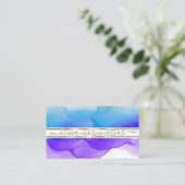 Luxe Abstracte Waterverf Ink Blots Indigo Cobalt Visitekaartje (Staand voorkant)