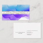 Luxe Abstracte Waterverf Ink Blots Indigo Cobalt Visitekaartje (Voorkant / Achterkant)