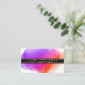 Luxe Abstracte Waterverf Ink Blots Indigo Coral Visitekaartje (Staand voorkant)