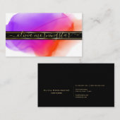 Luxe Abstracte Waterverf Ink Blots Indigo Coral Visitekaartje (Voorkant / Achterkant)