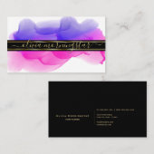 Luxe Abstracte Waterverf Ink Blots Indigo Fuchsia Visitekaartje (Voorkant / Achterkant)