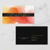 Luxe Abstracte Waterverf Ink Blots Koraal Visitekaartje (Voorkant / Achterkant)