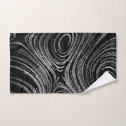 Luxe Abstracte zilver op zwart patroon Bad Handdoek (Handdoek)