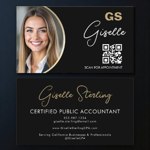 Luxe accountant CPA QR-code zwart goud foto  Visitekaartje