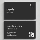 Luxe advocaat bij Law Black QR Code Monogram Visitekaartje