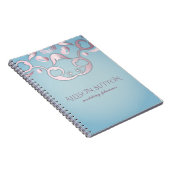 Luxe afbeelding Elegant roze grens aan Aquamarine  Notitieboek (Rechterzijde)