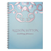 Luxe afbeelding Elegant roze grens aan Aquamarine  Notitieboek (Voorkant)
