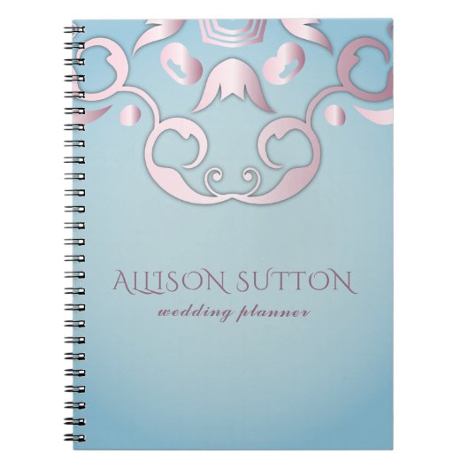 Luxe afbeelding Elegant roze grens aan Aquamarine  Notitieboek (Voorkant)