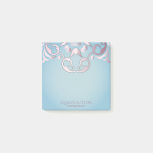 Luxe afbeelding Elegant roze grens aan Aquamarine  Post-it® Notes