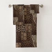 Luxe Afrikaanse Dierprint | Bruine Nep Glitters Bad Handdoek (Insitu)