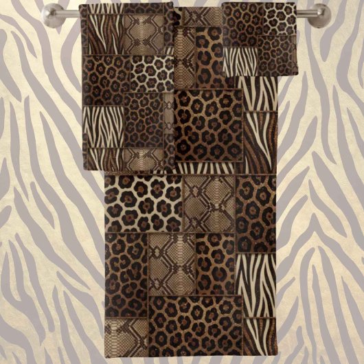 Luxe Afrikaanse Dierprint | Bruine Nep Glitters Bad Handdoek