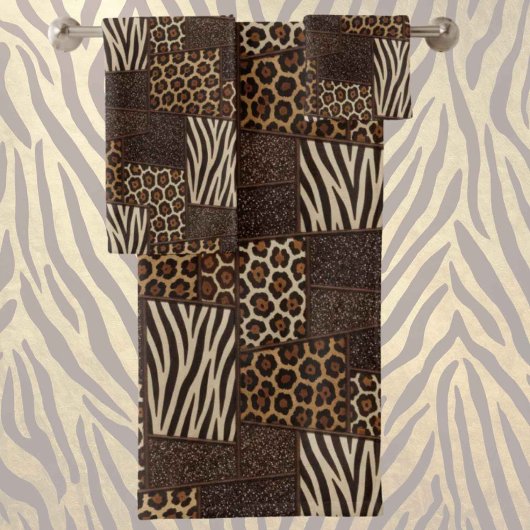 Luxe Afrikaanse Dierprint | Bruine Nep Glitters  Bad Handdoek