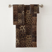 Luxe Afrikaanse Dierprint | Bruine Nep Glitters Bad Handdoek (Insitu)