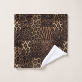 Luxe Afrikaanse Dierprint | Bruine Nep Glitters Bad Handdoek (Wasdoekje)
