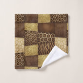 Luxe Afrikaanse Dierprint | Donkerbruin & Goud Bad Handdoek (Wasdoekje)