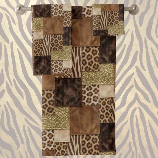 Luxe Afrikaanse Dierprint | Donkerbruin & Goud Bad Handdoek