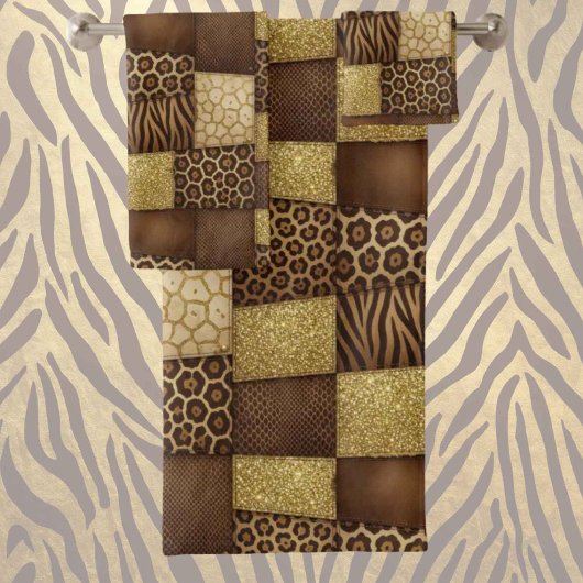 Luxe Afrikaanse Dierprint | Donkerbruin & Goud Bad Handdoek