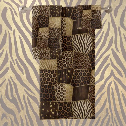 Luxe Afrikaanse Dierprint | Donkerbruin & Goud Bad Handdoek