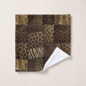 Luxe Afrikaanse Dierprint | Donkerbruin & Goud Bad Handdoek (Wasdoekje)
