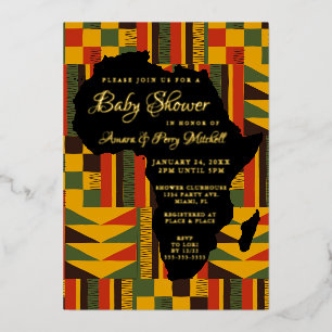 Luxe Afrikaanse Stam Baby Shower Folie Uitnodiging