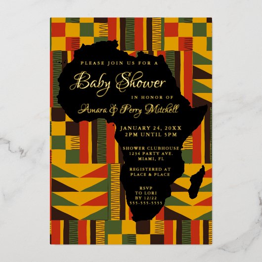 Luxe Afrikaanse stam Baby shower Folie Uitnodiging (Voorkant)