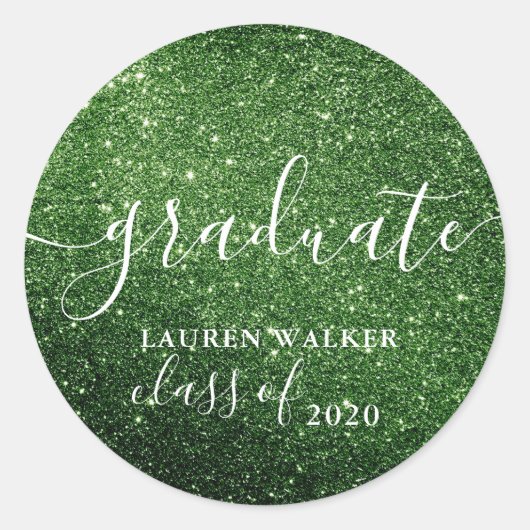 luxe afstudeer groene glitters monogram Sticker (Voorkant)
