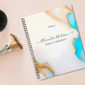 Luxe Agaat Blauw Goud Details Handtekening Script Notitieboek