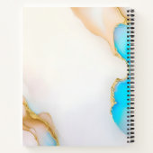 Luxe Agaat Blauw Goud Details Handtekening Script Notitieboek (Achterkant)