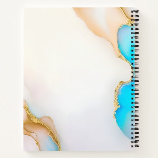 Luxe Agaat Blauw Goud Details Handtekening Script Notitieboek (Achterkant)