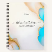 Luxe Agaat Blauw Goud Details Handtekening Script Notitieboek (Voorkant)