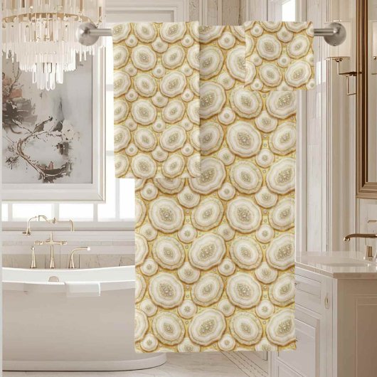 Luxe Agaat | Geode Handdoekenset - Wit & Goud Bad Handdoek
