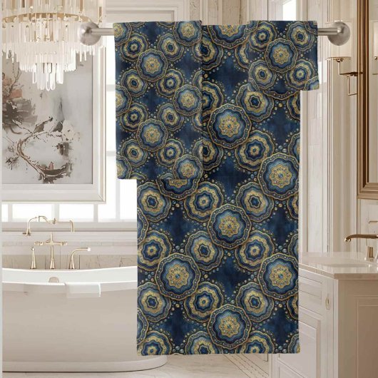 Luxe Agate | Geode Handdoeken Set - Marineblauw & 