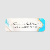 Luxe Agate Marble Holografisch Script Naamplaatje (Voorkant)