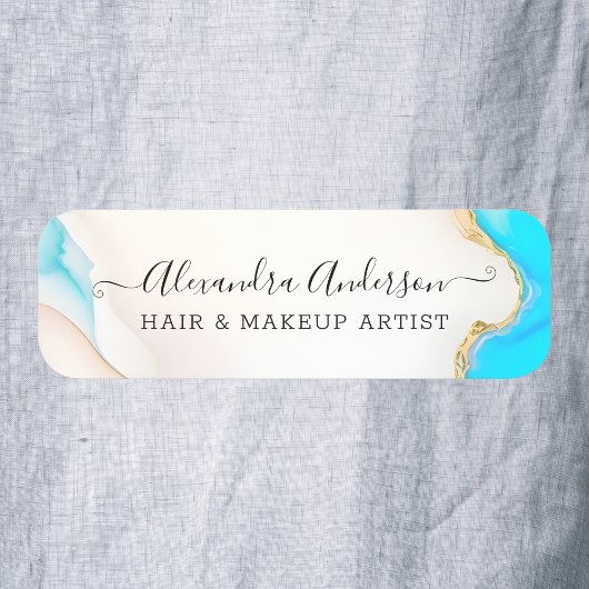 Luxe Agate Marble Holografisch Script Naamplaatje