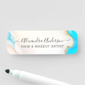 Luxe Agate Marble Signature Script Naamplaatje (In situ)