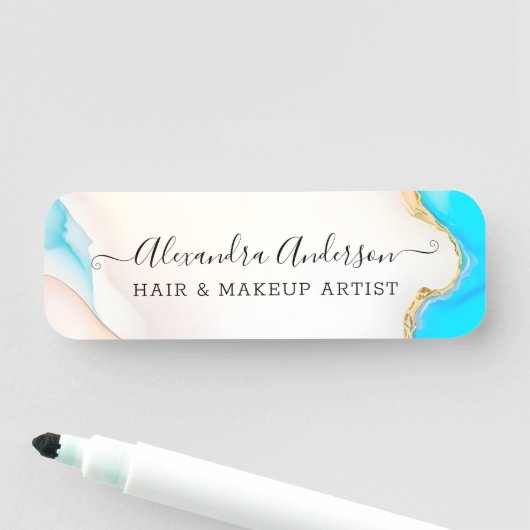 Luxe Agate Marble Signature Script Naamplaatje (In situ)