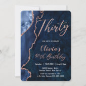 Luxe Agate Sapphire Blue Roos Gold 30e verjaardag Kaart (Voorkant)